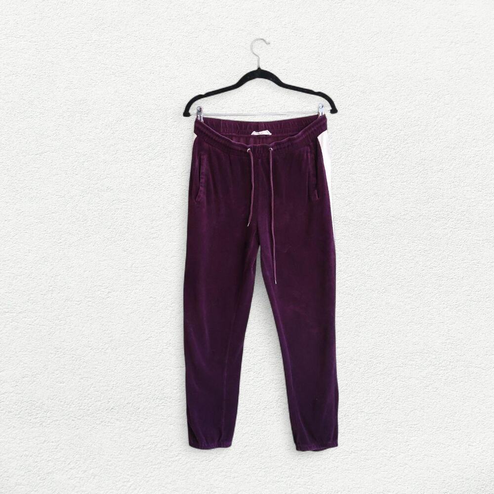 Love Tree Los Angeles Velour Sweatpants in Purple & White